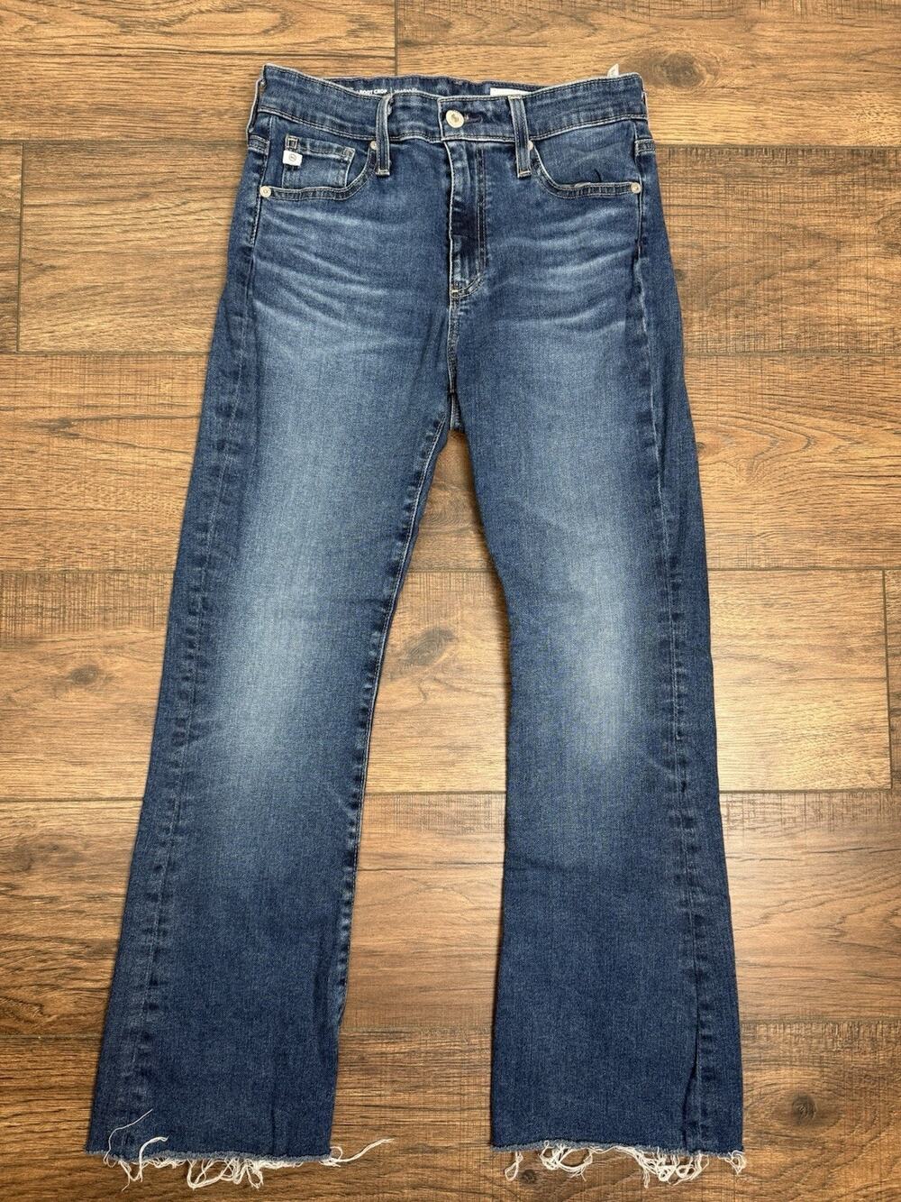 AG Jeans Farrah Boot Crop Flare Size 27 Stretch Blue Denim